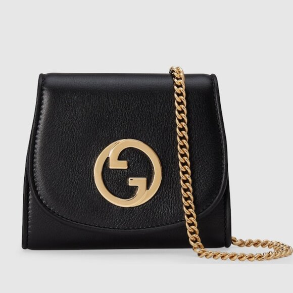 【22MK】NEW Gucci Blondie Wallet On Chain - Black - Picture 1 of 3